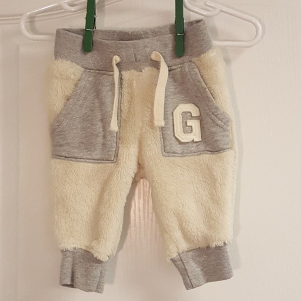 Gray and White Fuzzy Pants Baby GAP